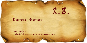 Koren Bence névjegykártya